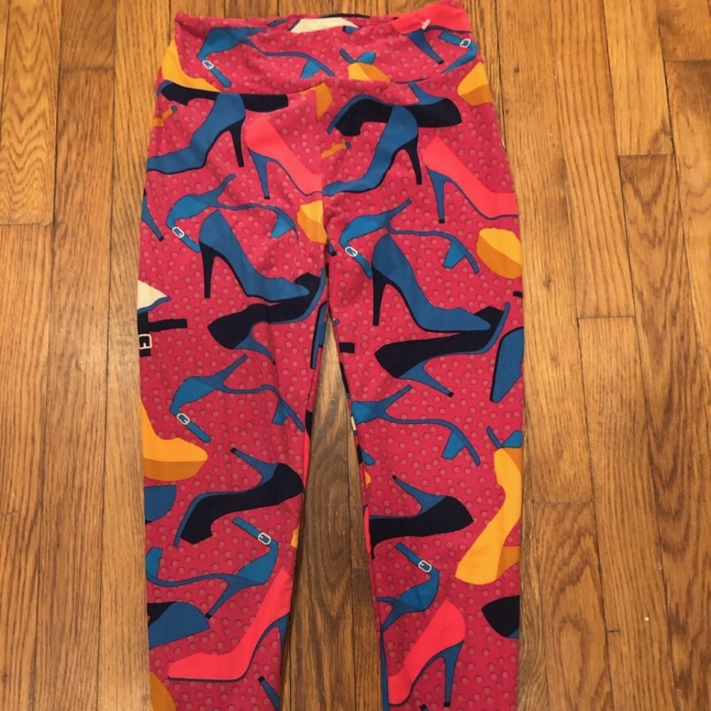 LULAROE PINK HIGH HEEL LEGGINGS OS-EXCELLENT!